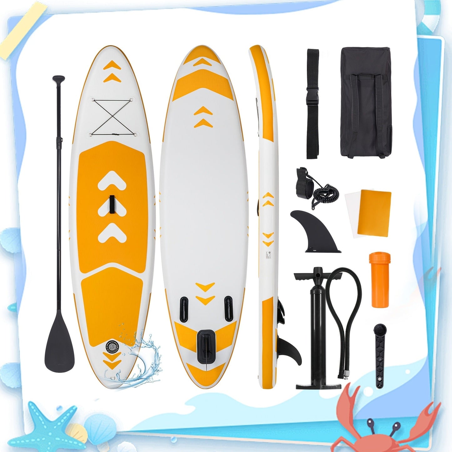 120 x 30 x 6-Inch Inflatable Stand-Up Paddle Board with Two-Plus-One Fin Setup and Six Design Options