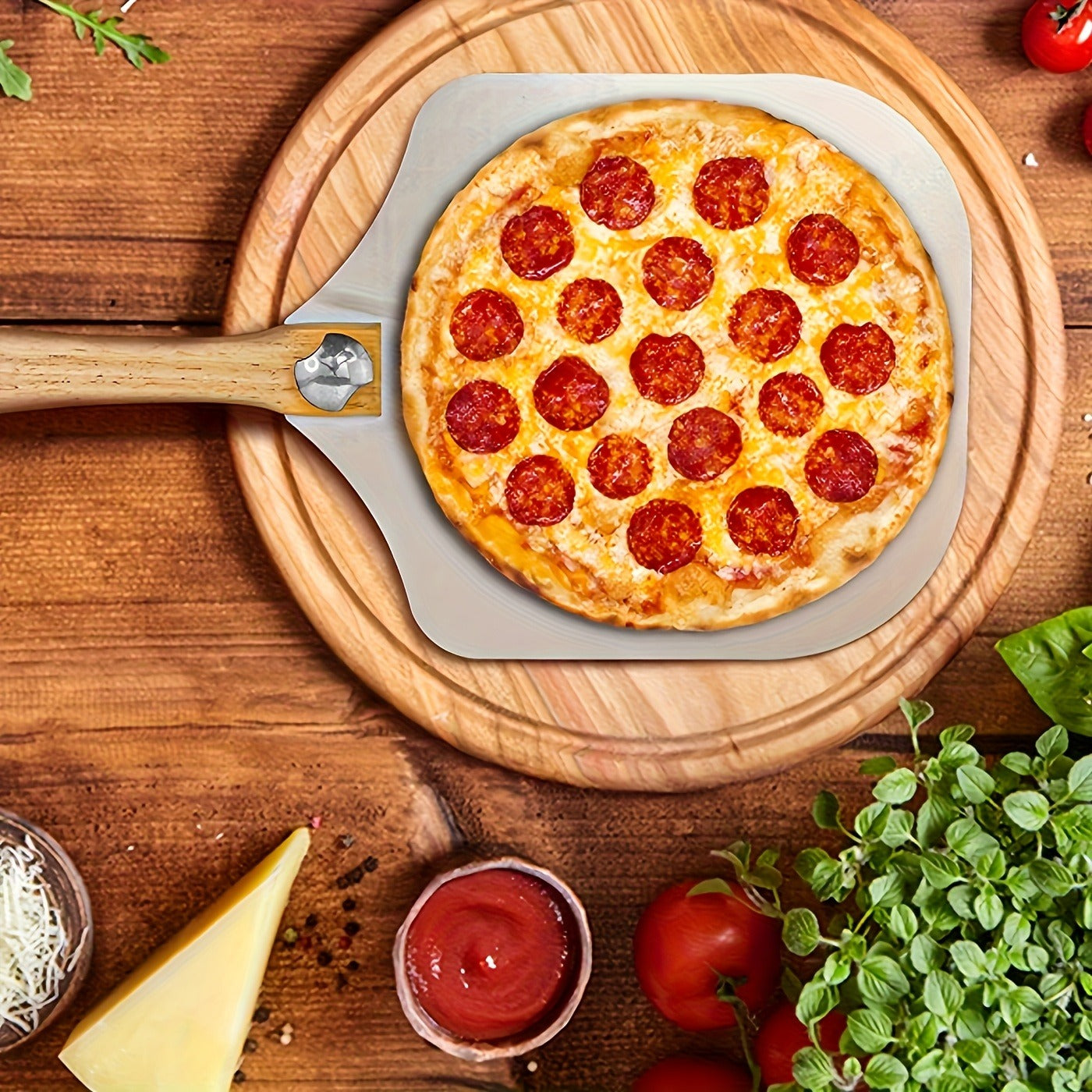 Pizza Stone Set 7-Piece with Tools – Cordierite Baking Stone with Stainless Steel Peel Cutter Brush & Heat-Resistant Gloves | Crispy Crust