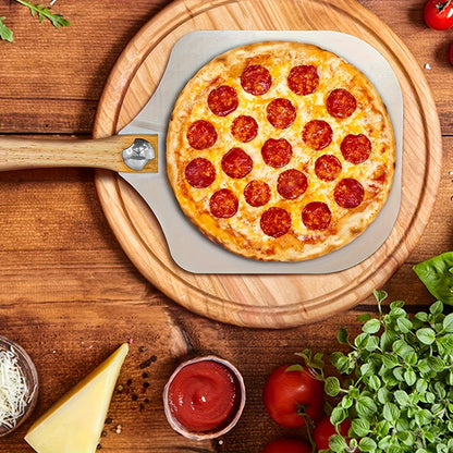 Pizza Stone Set 7-Piece with Tools – Cordierite Baking Stone with Stainless Steel Peel Cutter Brush & Heat-Resistant Gloves | Crispy Crust