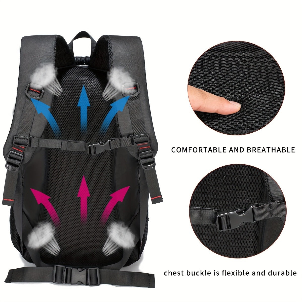 40 L Outdoor Backpack with Pictured 50 x 31 x 25 cm Size, Multi-Pocket Layout and Four Colors