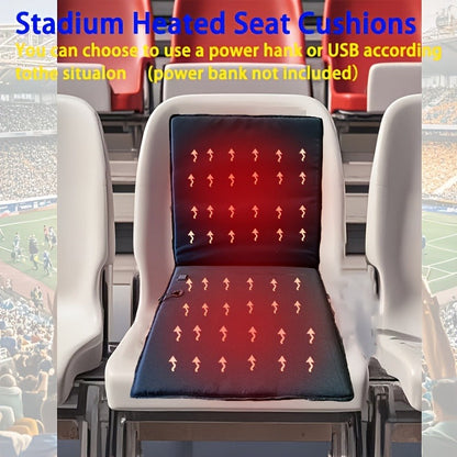 USB Heated Seat Cushion Foldable Heating Pad with 3 Adjustable Heat Modes – Portable Electric Warming Cushion for Stadium, Camping