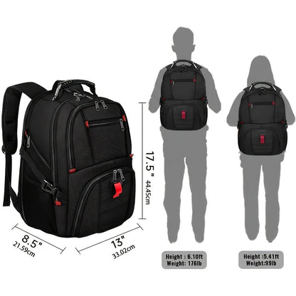 Large Laptop Backpack 50L – Fits 17 Inch Computer, Airline Approved Carry On, 3-Compartment Travel & College Backpack for Men Women | 8