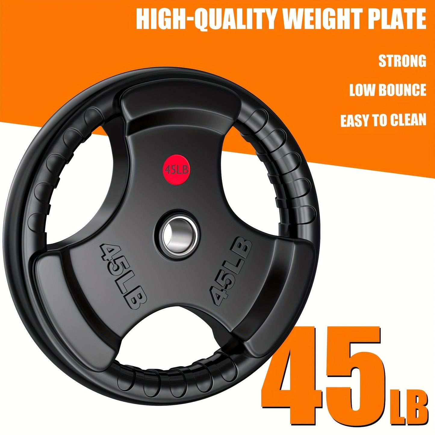 Tri-Grip Weight Plates with Three Hand Openings and 25, 35 or 45 lb Options for Barbell Training
