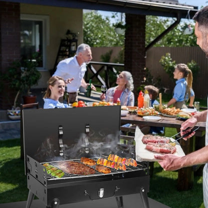 Portable Charcoal BBQ Grill Foldable – Lightweight Compact Outdoor Smoker Grill for Camping, Picnics, Hiking & Backyard Barbecue