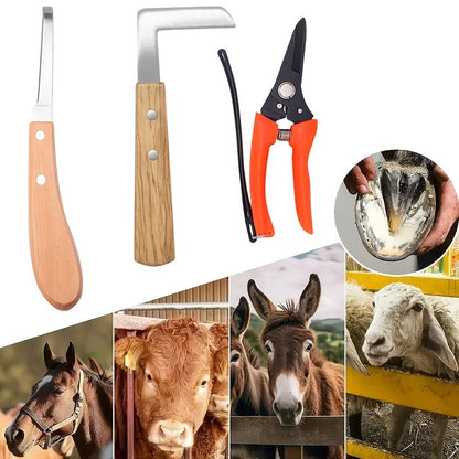 Hoof Trimming Kit 9-Piece Professional Farrier Tools – 10" Carbon Steel Hoof Nippers, Shears, Nail Clipper