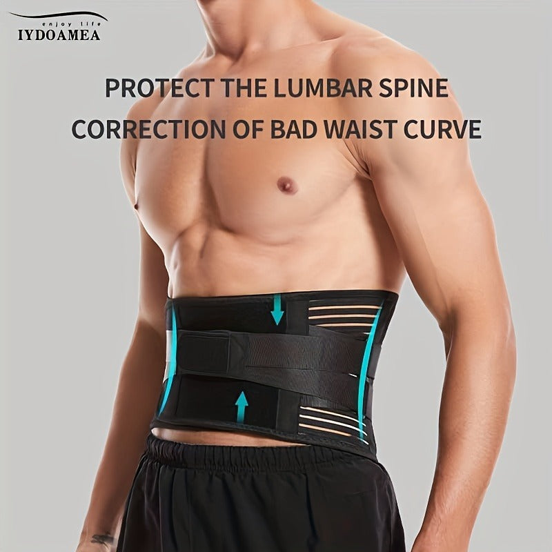 Lumbar Support Belt with 6 Stays & 16-Hole Mesh – Breathable Back Brace for Men Women, Anti-Skid Waist Support for Work