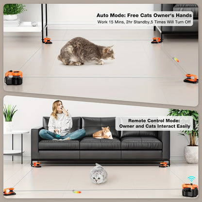 Interactive Cat Toy Auto & Remote Control – Electric Feather Mouse Lure Coursing Machine with DIY Track, Mouse Sounds, Auto Timer