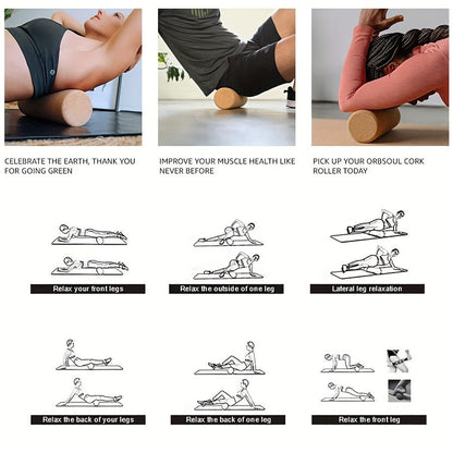 Cork Yoga Roller High-Density Foam Roller for Muscle Massage – 11.81 Inch Textured Surface for Neck & Back Pain Relief