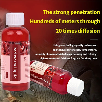Liquid Fish Bait Red Worm Attractant – Powerful Fishing Bait Enhancer for Trout, Carp, Bass, Cod | 100ml Concentrated Fish Attractant Scent