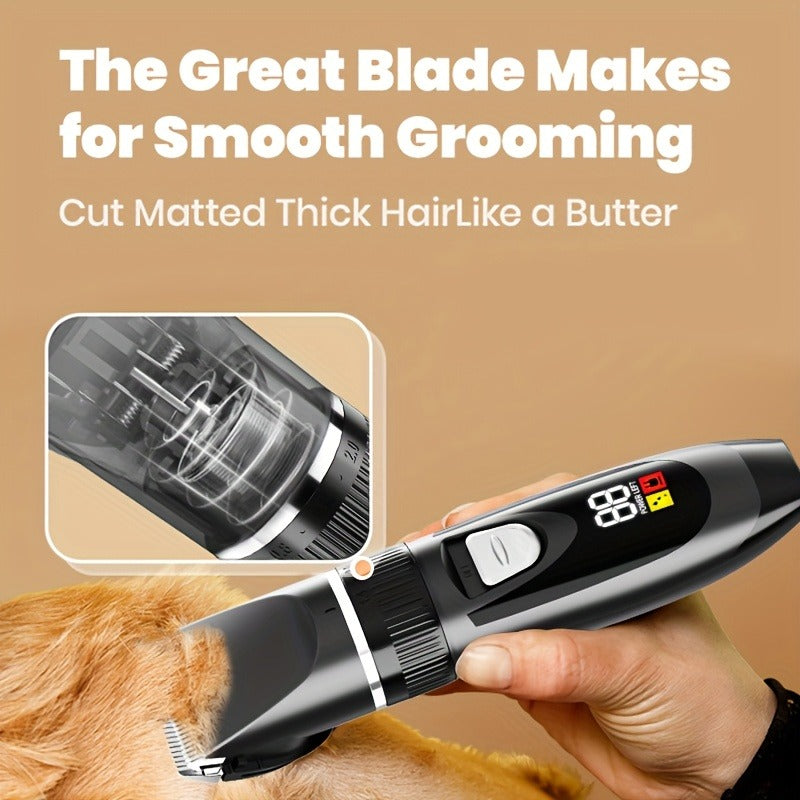 Pet Grooming Kit with Quiet Rechargeable Clippers – Cordless Electric Shaver & Complete Tool Set for Dogs and Cats
