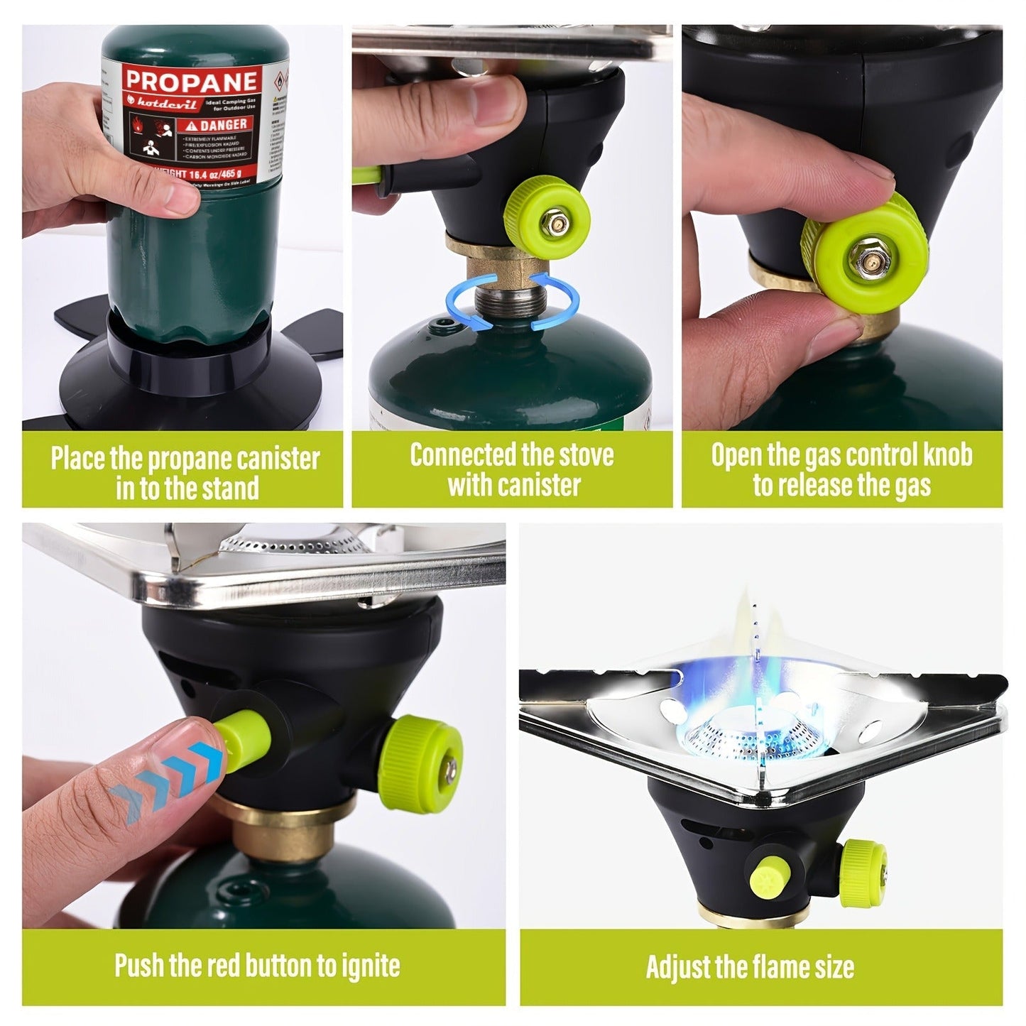 Backpacking Stove Bottletop Propane, Hotdevil HD-5005 Camping Stove with Instant Ignition, Propane & MAPP Gas Compatible