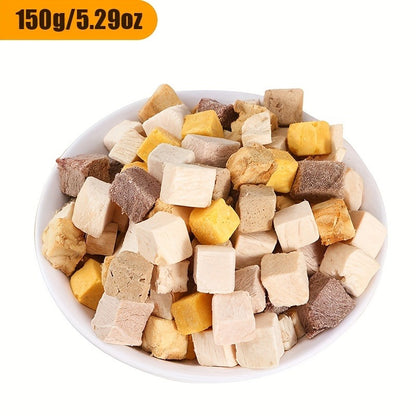 Freeze-Dried Dog Treats 150g Triple Combo – Beef Liver, Chicken & Egg Yolk Grain-Free High Protein Crunchy Bites for Small Dogs, Puppies