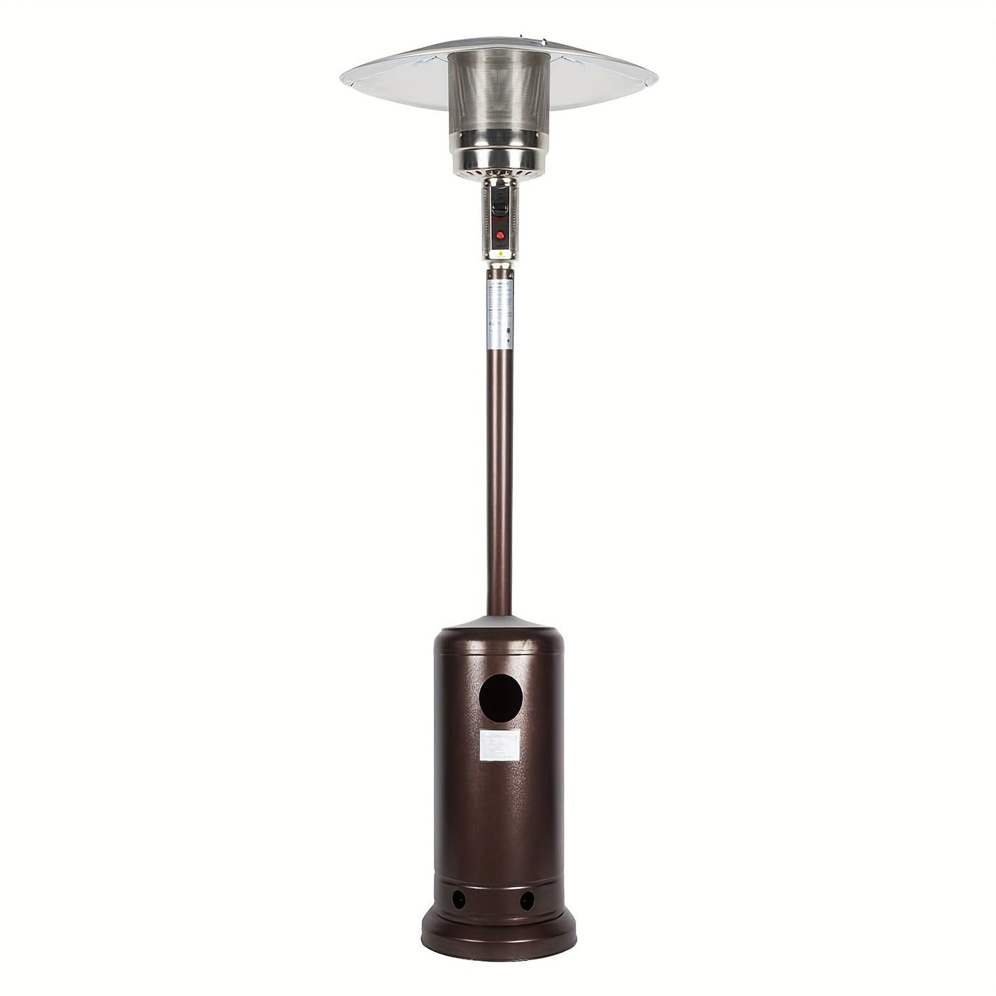 Outdoor Propane Patio Heater 46000 BTU Freestanding Tower with Wheels, Bronze Powder-Coated, Commercial & Residential