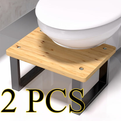 Squat Toilet Stool with Bamboo Surface - Bathroom Foot Rest for Adults, Wide Stable Base, 7-Inch Height