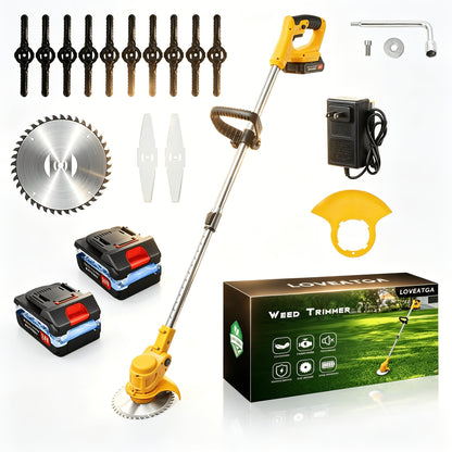 Cordless Weed Trimmer & Edger, 21V 3-in-1 Brush Cutter with 2 Batteries, Adjustable Head for Lawn