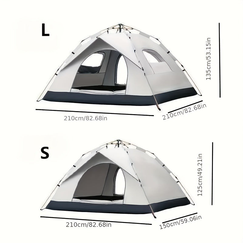 Camping Tent 2-Person Auto Pop-Up with Oxford Cloth, Fiberglass Poles and Four Door-Window Options