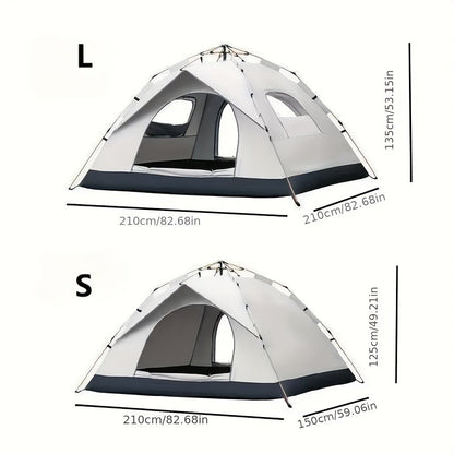 Camping Tent 2-Person Auto Pop-Up with Oxford Cloth, Fiberglass Poles and Four Door-Window Options