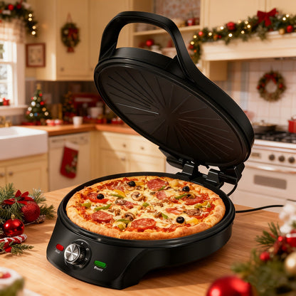 Electric Smokeless Indoor Grill 1500W, 2-in-1 Indoor Grill & Pizza Maker with 30-Min Timer, Auto Shut-Off