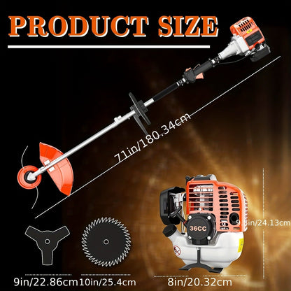 Gas String Trimmer 3-in-1, 36CC/48CC/52CC 2-Stroke Brush Cutter & Weed Wacker with String Head, 3T Blade & 40T Circular Blade