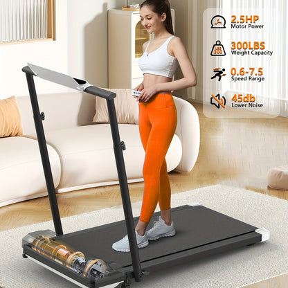 Incline Foldable Treadmill Walking Pad – 300lb Capacity, Portable with Handles, Under Desk Compact Design for Home & Office Use