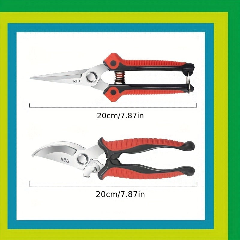 Bypass Pruning Shears 2-Pack – Ambidextrous High-Carbon Steel Fruit Scissors for Left & Right Hand, Garden Trimming Shears