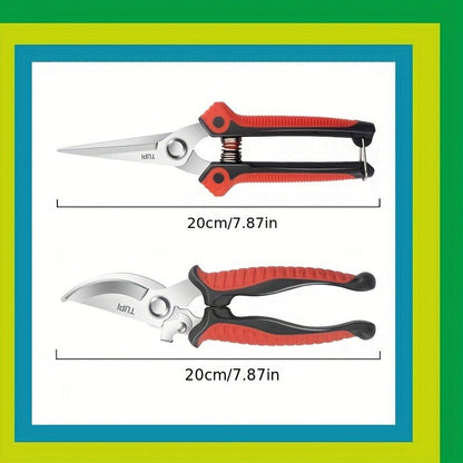 Bypass Pruning Shears 2-Pack – Ambidextrous High-Carbon Steel Fruit Scissors for Left & Right Hand, Garden Trimming Shears