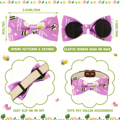 Dog Bow Ties 60-Pack Detachable Collar Charm Attachment – Seasonal Spring Puppy Bows Bulk Grooming Accessories for Small Medium Large Dogs