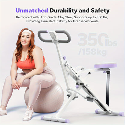 Rowing Machine 2-in-1 Squat & Row – Foldable Glute Trainer with LCD Display, 3 Resistance Bands, 350 lbs Capacity