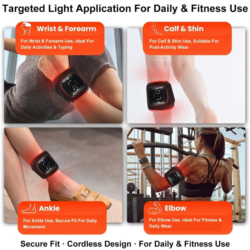 Wearable Red and Near-Infrared Wrist Wrap with 660nm and 850nm LEDs, Vibration Modes and Adjustable Strap