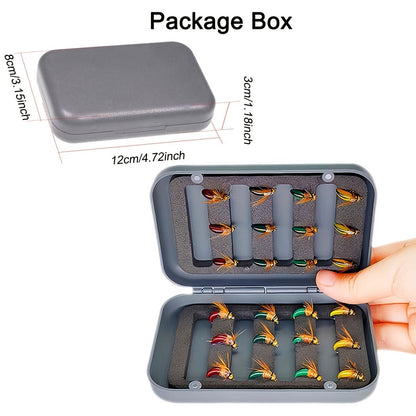 Trout Fly Fishing Flies Kit 24pcs – Brass Bead Head Caddis Nymph Lures Mixed Styles with Tackle Box, High Carbon Steel #10 Hooks for Bass