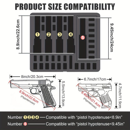 Hard Pistol Case Holds 5 Handguns & 30 Magazines – Lockable Travel Gun Case with Pre-Cut Foam, Silica Gel Canister, ABS Hard Shell
