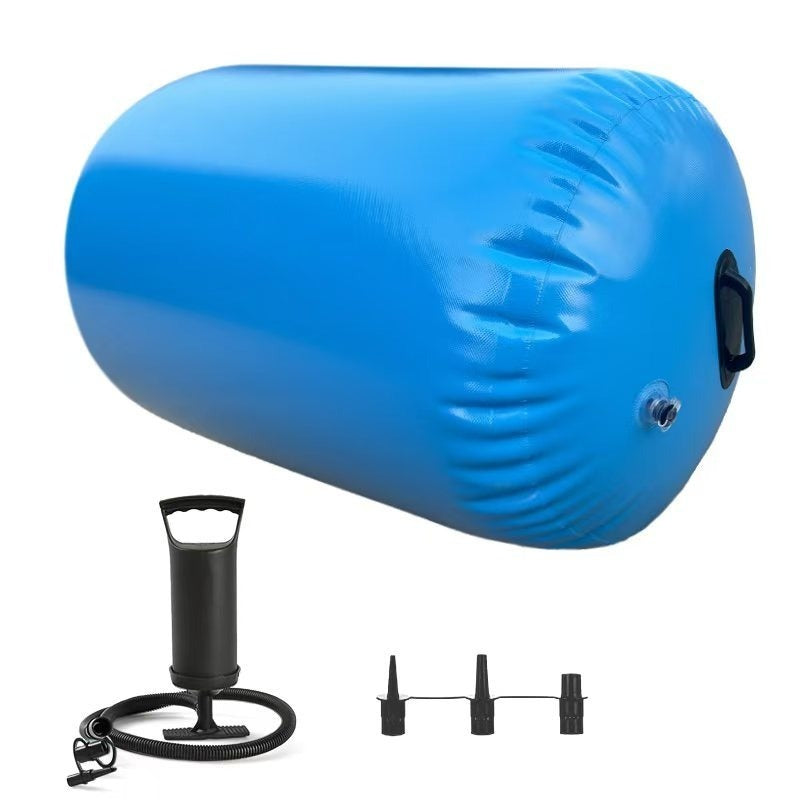 Inflatable Gymnastics Air Barrel Roll with Handle & Air Pump – Circular Air Cushion Tumbling Mat for Home Gym, Yoga