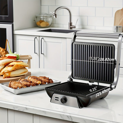Sandwich Maker 3-in-1 Mini Indoor Grill & Panini Press, Non-Stick 180° Opening, Floating Hinge, 60-Min Timer
