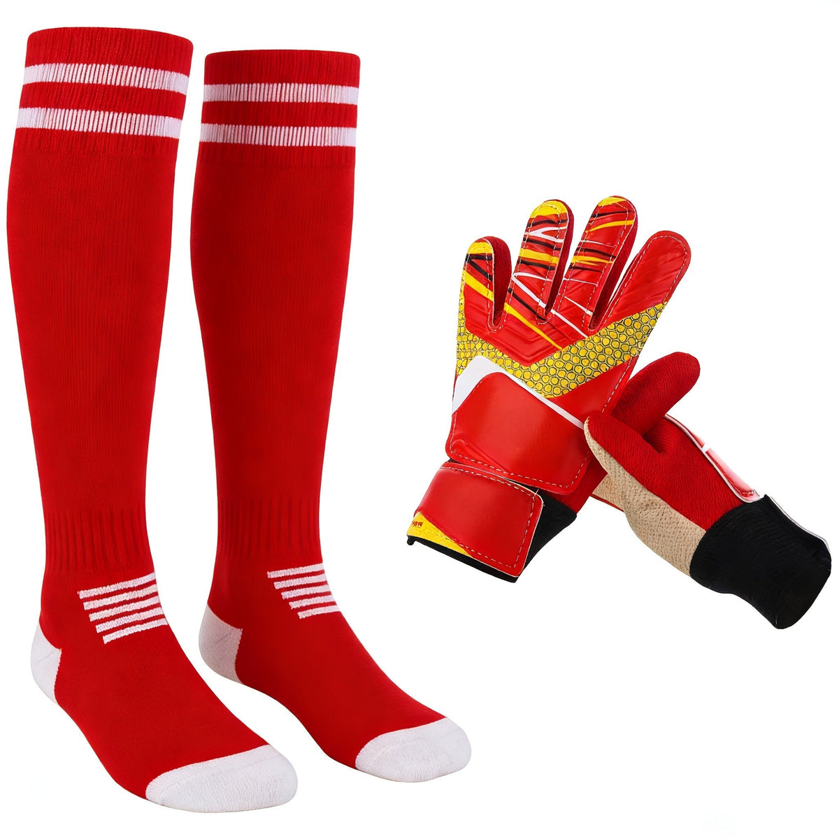 Goalkeeper Gloves with Finger Protection Thickened Latex Anti-Slip + Football Socks Set Adult Men Women Professional Soccer Goalie Gloves