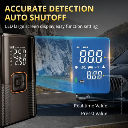 Portable Wireless Tire Inflator Air Compressor Digital Display Fast Pump Lithium Battery for Car Motorcycle Bike Emergency Inflation