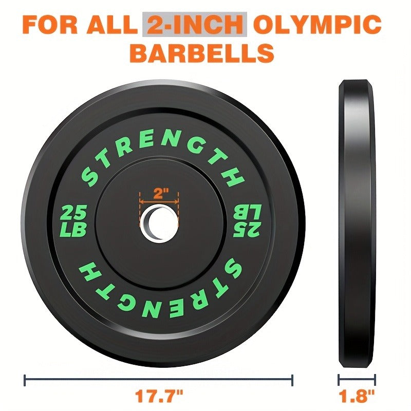 Black Olympic-Style Weight Plates with Colored Weight Markings in 10, 15, 25, 35 or 45 lb Options