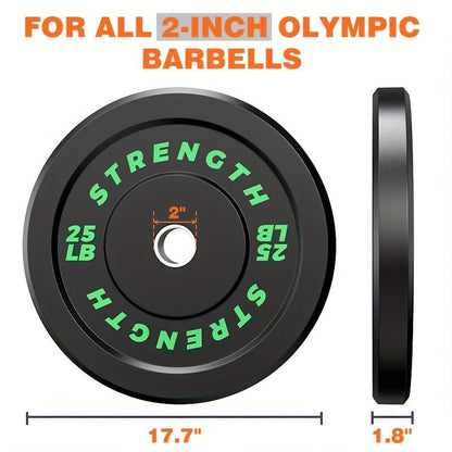Black Olympic-Style Weight Plates with Colored Weight Markings in 10, 15, 25, 35 or 45 lb Options