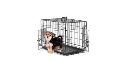 Folding Wire Dog Crate with Divider – Single & Double Door Options, Leak-Proof Plastic Tray, Indoor Outdoor Travel Kennel