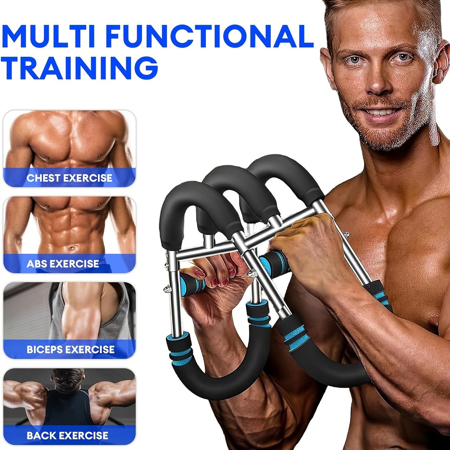 Arm Strength Trainer Three-Bar Chest Expander, Adjustable Multi-Level Resistance, Portable Detachable Forearm & Chest Workout Device
