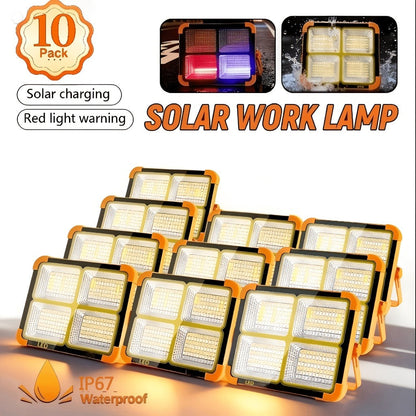 Magnetic Solar Work Light with Hook – 6500 Lumen LED Camping Light, Adjustable Brightness, Solar & USB-C Dual Charging, 6 Modes