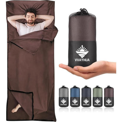 Sleeping Bag Liner for Adults – Two-Way Zipper Sleep Sack with Foot Exposure, Lightweight Portable Travel Sheet for Camping, Hiking