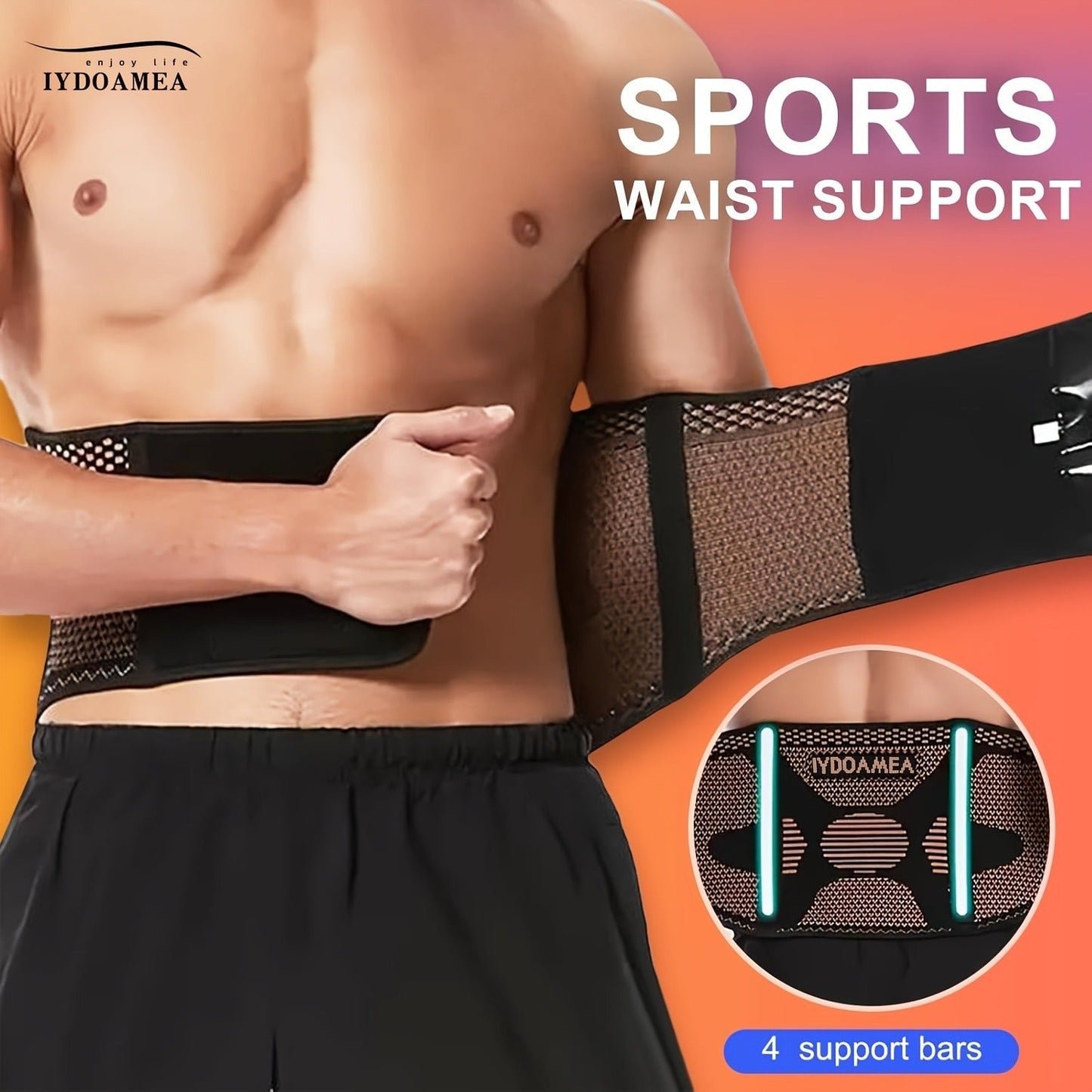 Lumbar Support Belt with Copper Compression – Breathable Lower Back Brace for Men & Women, Adjustable Hook-Loop Waist Support for Heavy