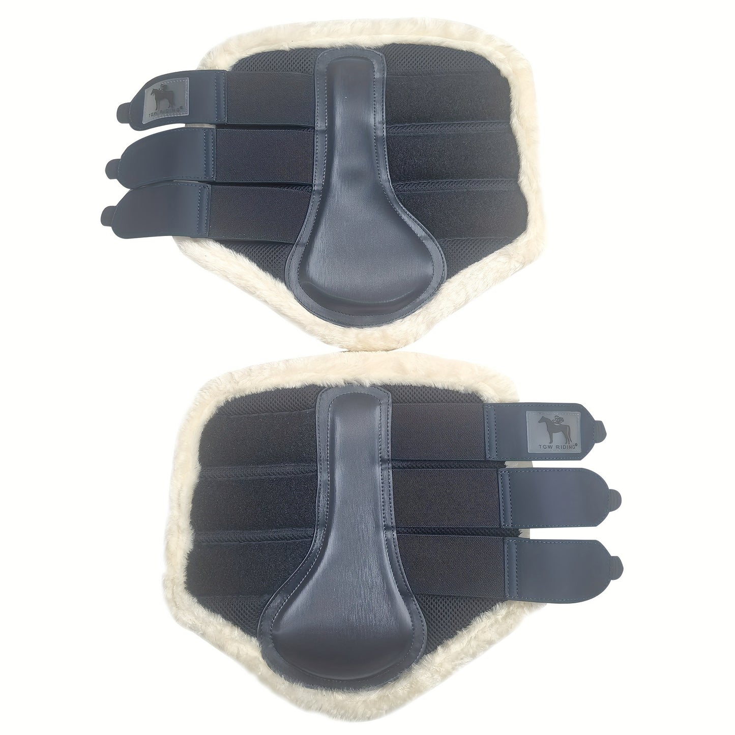 Horse Leg Wraps 1 Pair Breathable Mesh Faux Leather Protection Boots for Training Jumping, Quick-Fit Impact Absorbing Horse Leg Guards