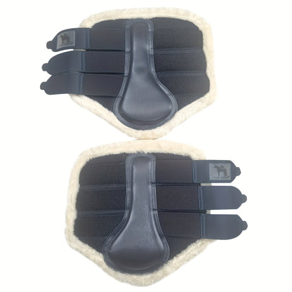 Horse Leg Wraps 1 Pair Breathable Mesh Faux Leather Protection Boots for Training Jumping, Quick-Fit Impact Absorbing Horse Leg Guards