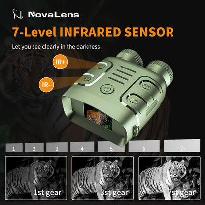 Compact Digital Night Vision Binoculars in Green, Black or Yellow with 2.4-Inch Screen, 10X Zoom and Seven IR Levels