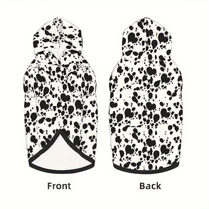 Dog Hoodie Dalmatian Print Pullover Sweatshirt – Soft Polyester Hooded Pet Costume for Small Medium Large Dogs