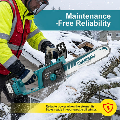 Cordless Brushless Chainsaw with 6- or 12-Inch Bar, One- or Two-Battery Kits in Purple, Green, Teal or Yellow