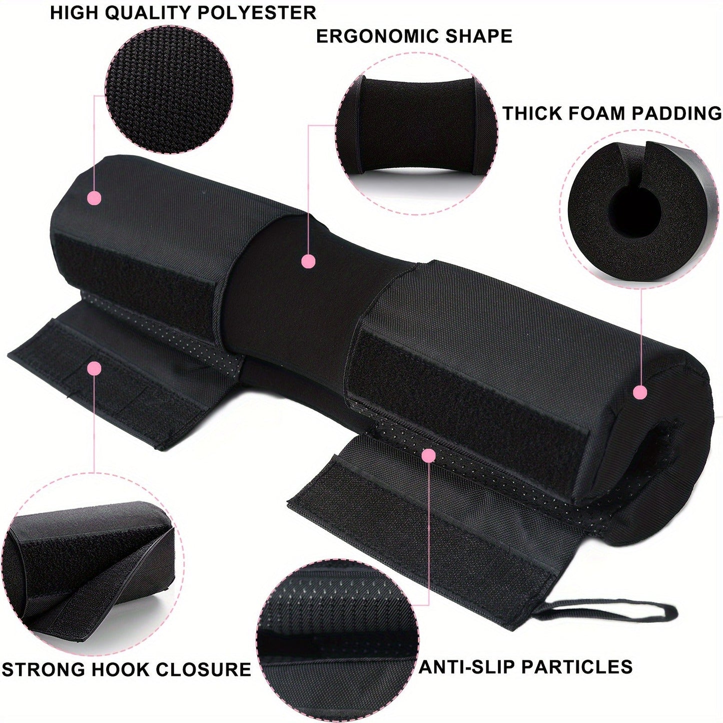 Barbell Squat Pad Set with Wrist Straps & Ankle Straps – Thick Anti-Slip Foam Bar Pad for Hip Thrusts, Squats & Lunges
