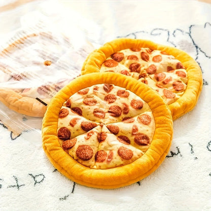 Dog Toy Pizza or Donut Plush with Built-In Squeaker and One or Two-Piece Pack Options for All Breeds