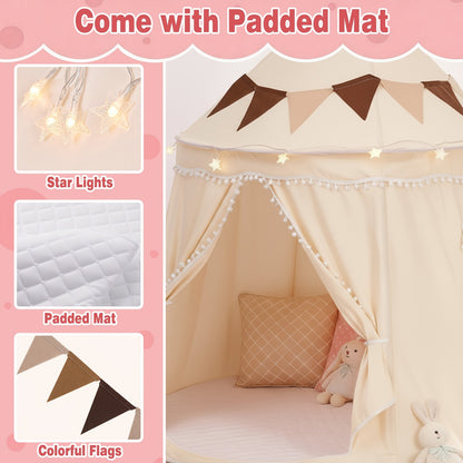 Pop-Up Dome Pet Tent for Large Cats – Automatic Instant Setup Outdoor Indoor Cat Tent House, Available Basic or Deluxe with Mat Star Lights
